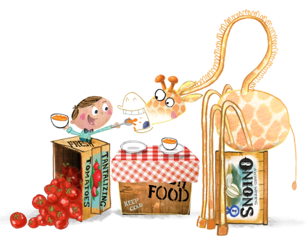 celebrate-picture-books-picture-book-review-there's-a-giraffe-in-my-soup-waiter-feeding-giraffe