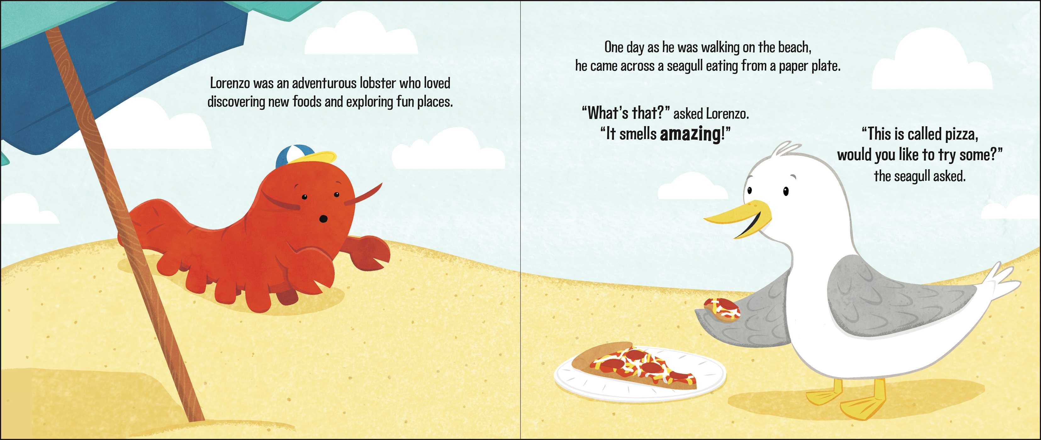 celebrate-picture-books-picture-book-review-lorenzo-the-pizza-loving-lobster-riding-introduced-to-pizza
