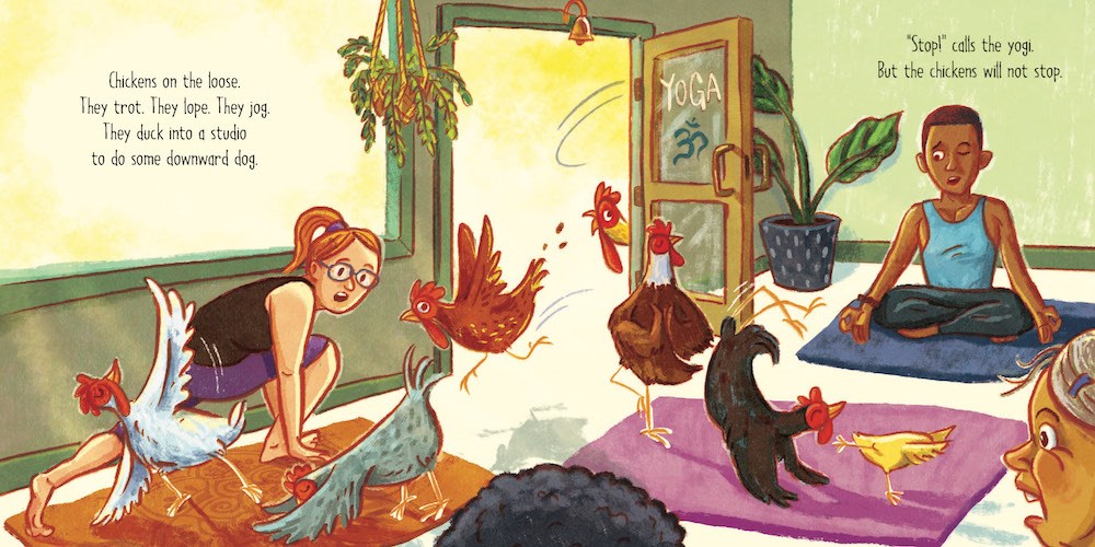 celebrate-picture-books-picture-book-review-chickens-on-the-loose-yoga-studio